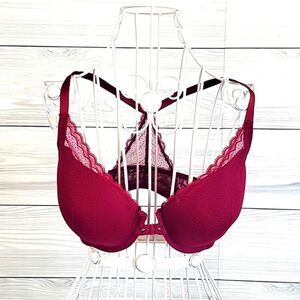 Auden racerback underwire bra with front closure - burgundy red Size 36D